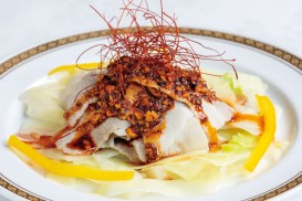 【冷菜 盛込料理】豚肉冷しゃぶのピリ辛ソース掛け　￥1,000