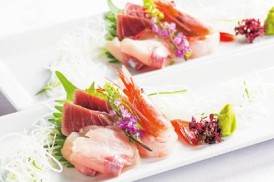 ⑩【和】お造り三点盛り　鮪霜造り・海老・大岩魚