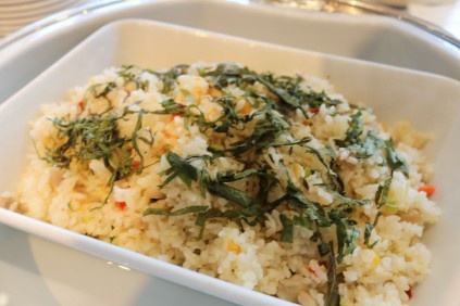 “野菜だしパックの夏野菜ピラフ”