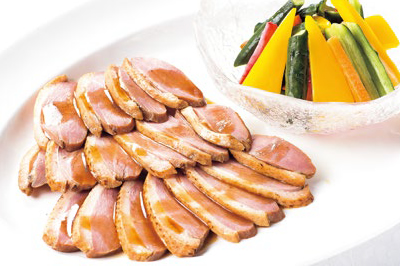 ⑤【中】鴨ロース山椒風味　夏野菜の甘酢添え