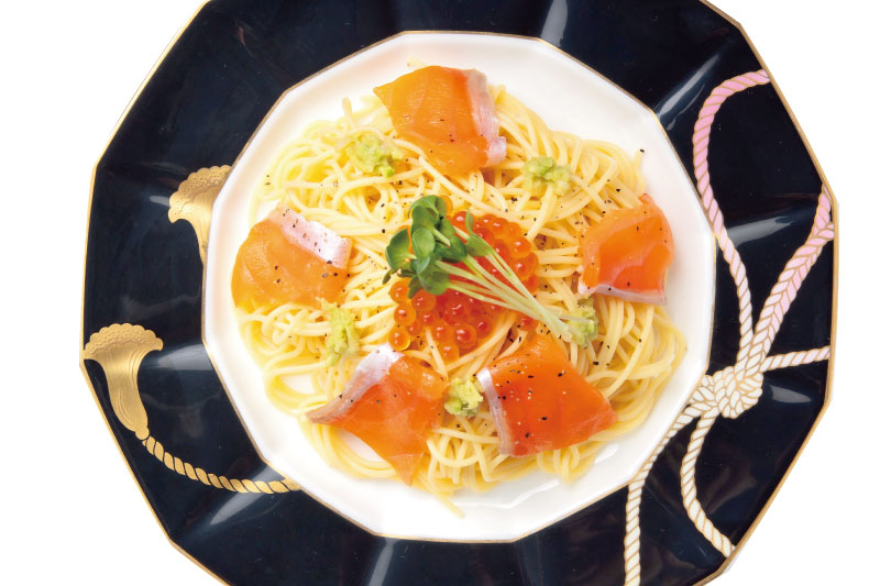 和食×PASTA【料亭 深志楼】信州サーモンとイクラの山葵冷製パスタ